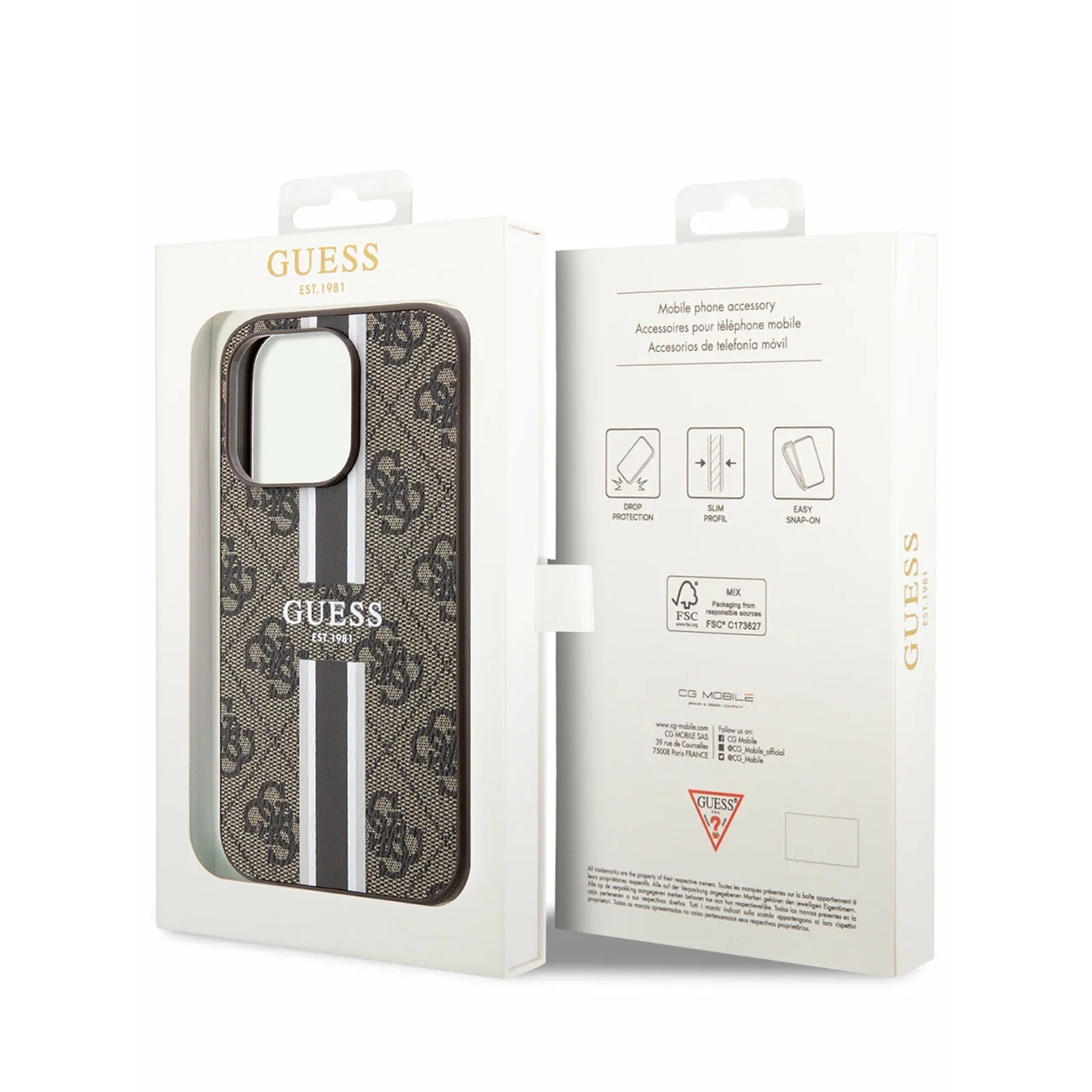 Чехол Guess PU 4G Stripes Hard Brown (MagSafe) для iPhone 15 Pro Max