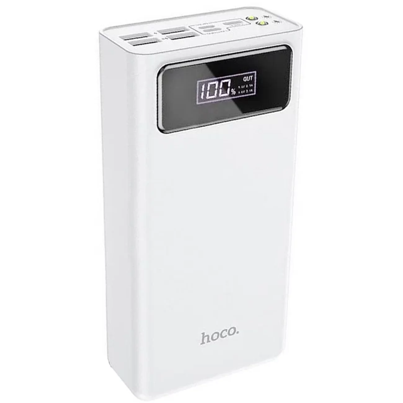 Портативный аккумулятор Hoco J65A, 40000 мА·ч, 4×USB-A, LED-дисплей, фонарик, белый
