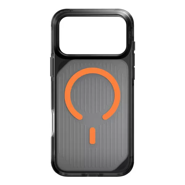 Чехол Uniq Combat Active для Apple iPhone 17 Pro, Frost Smoke/Orange (матовый дымчатый/оранжевый), MagSafe