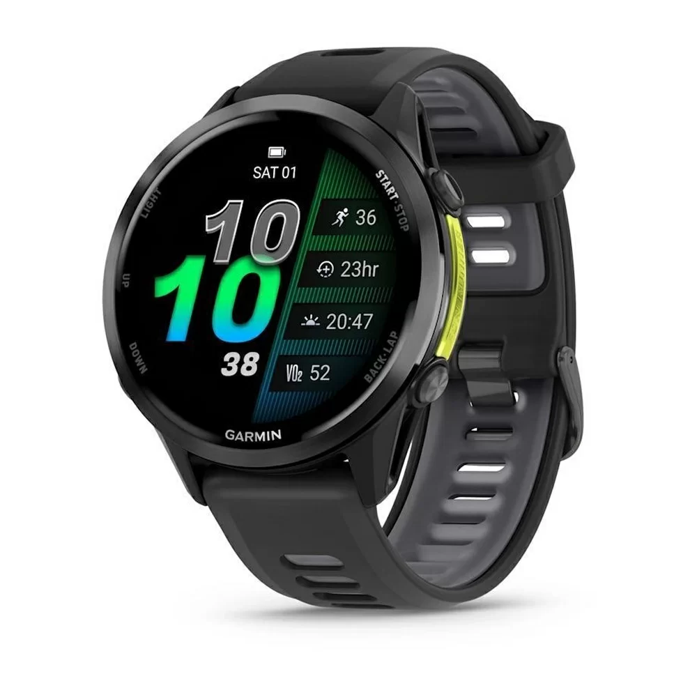 Спортивные часы Garmin Forerunner 570, 42 мм, Carbon Gray DLC Titanium Black / Translucent Whitestone (Серый карбон)
