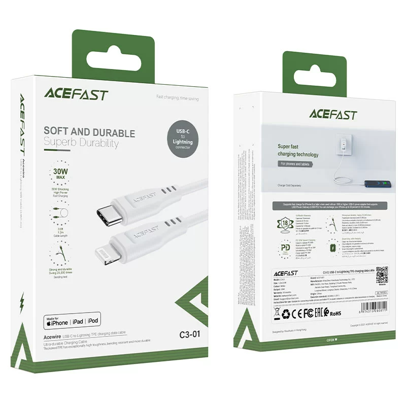 Кабель AceFast Type-C - Lightning, 1.2 м, C3-01