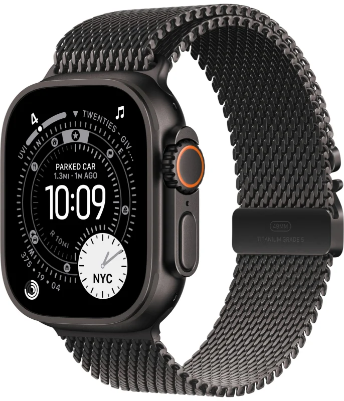 Смарт-часы Apple Watch Ultra 3, 49 мм, ремешок Titanium Milanese Loop, Чёрный титан / Black Titanium