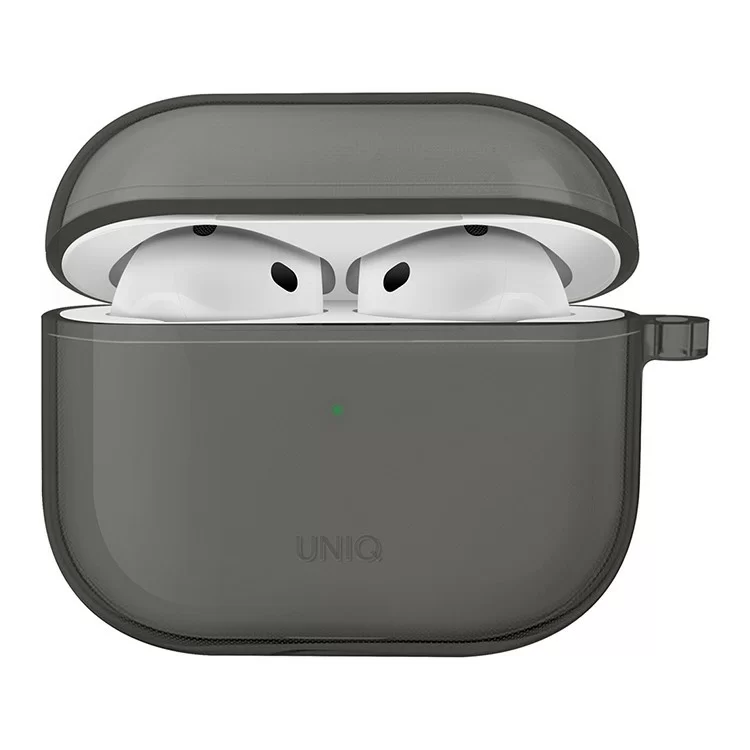 Чехол Uniq Glase TPU с карабином для AirPods 4 Дымчато-серый