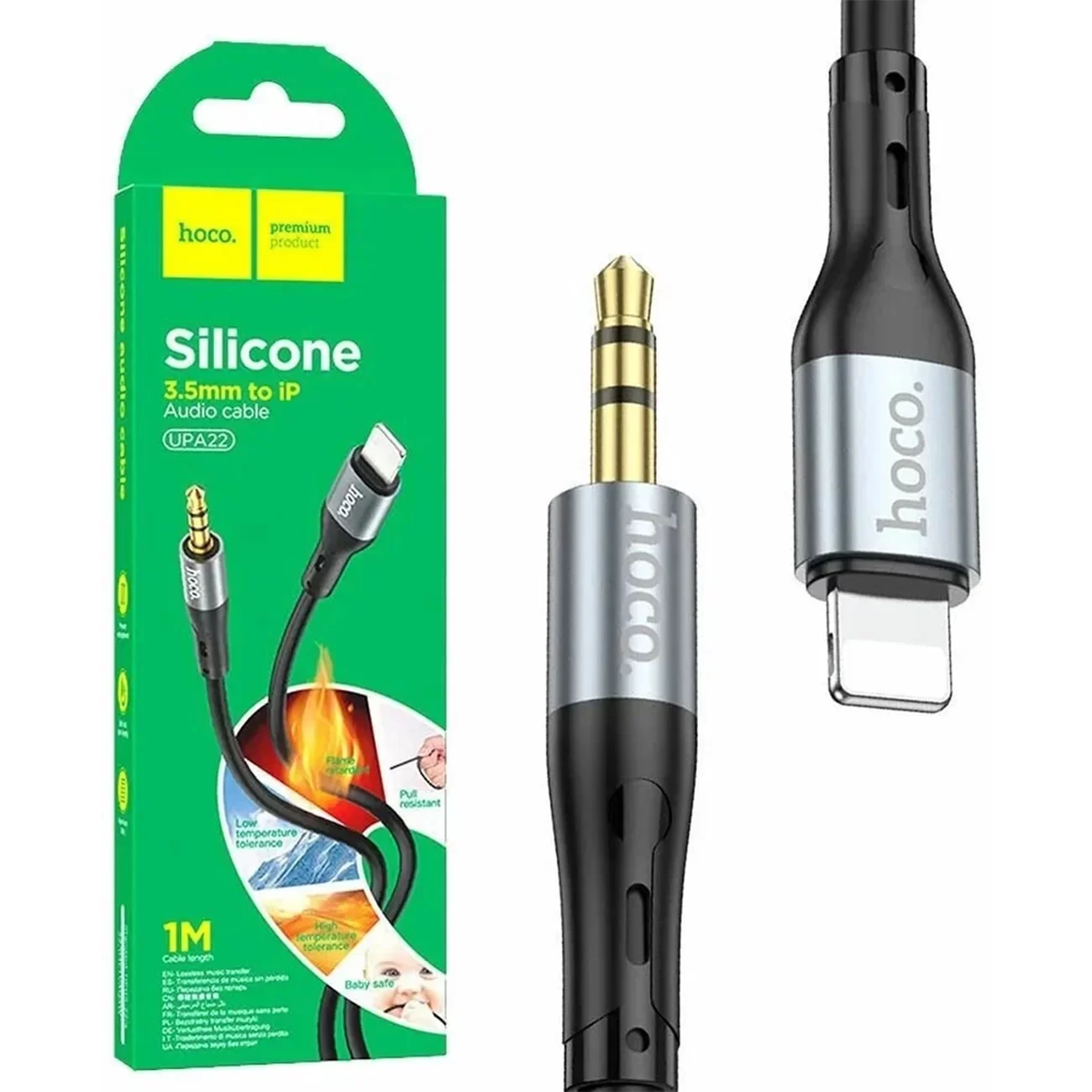 Кабель Hoco UPA22, Lightning 3,5 мм AUX, 1 м, чёрный