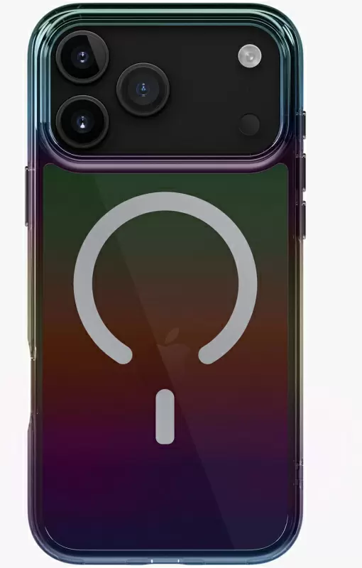 Чехол Uniq Iridescia (holographic) для Apple iPhone 17 Pro, Midnight Quartz (полуночный кварц), MagSafe