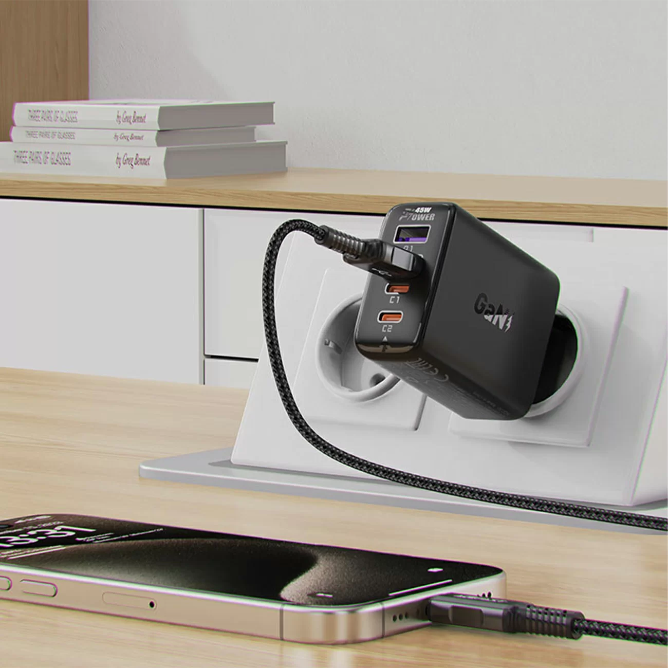 Сетевое зарядное устройство AceFast, GAN 45Вт, 2 Type C + 2 USB A61 Сетевое зарядное устройство AceFast, GAN 45Вт, 2 Type C + 2 USB A61