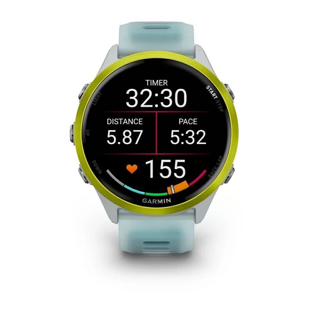 Спортивные часы Garmin Forerunner 570, 47 мм, Amp Yellow Aluminum Translucent Whitestone / Turquoise (Зеленый с бирюзовым)