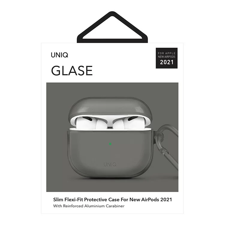 Чехол Uniq Glase TPU с карабином для AirPods 3 Дымчато-серый