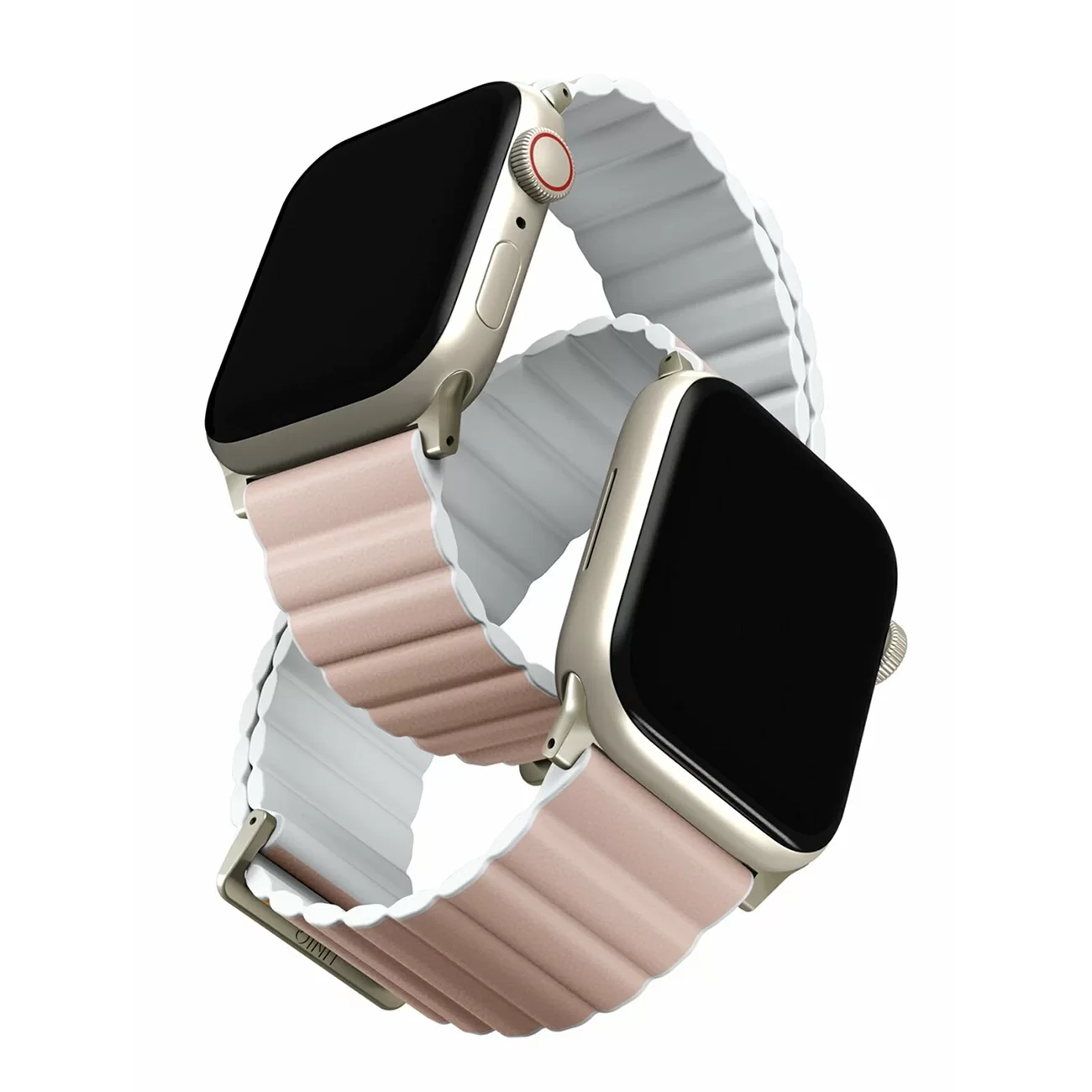 Ремешок Uniq Revix Premium Edition Leather/Silicone Blush Pink/White для Apple Watch 42/44/45/49 мм