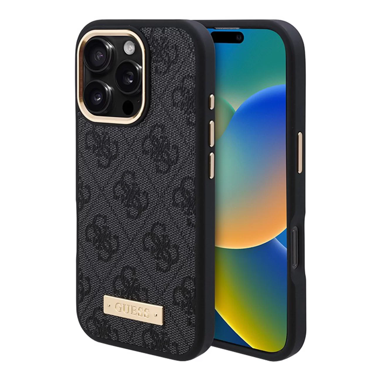 Чехол Guess PU 4G with Round Patch Metal Logo Hard Black (MagSafe) для iPhone 16 Pro Max