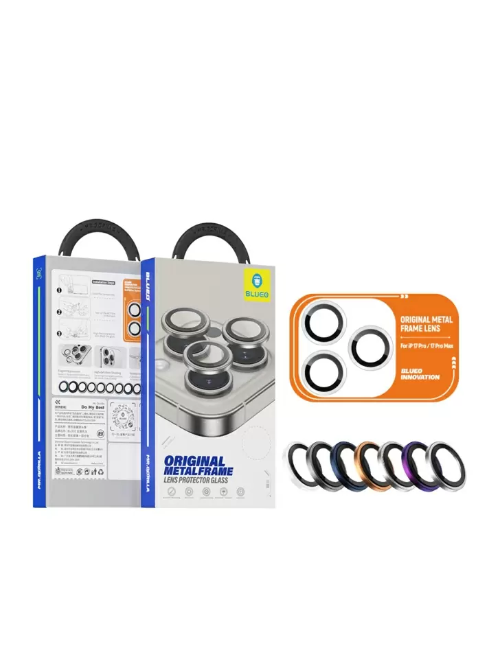 Защитное стекло на камеру BlueO для Apple iPhone 17 Pro / 17 Pro Max, Aluminium, 3 шт., Orange (оранжевый), с аппликатором