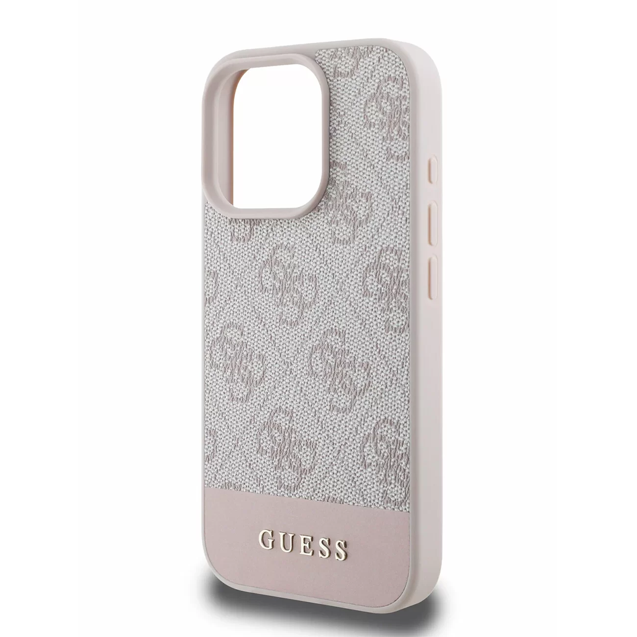 Чехол Guess PU 4G Bottom Stripe Metal Logo Hard Pink для iPhone 16