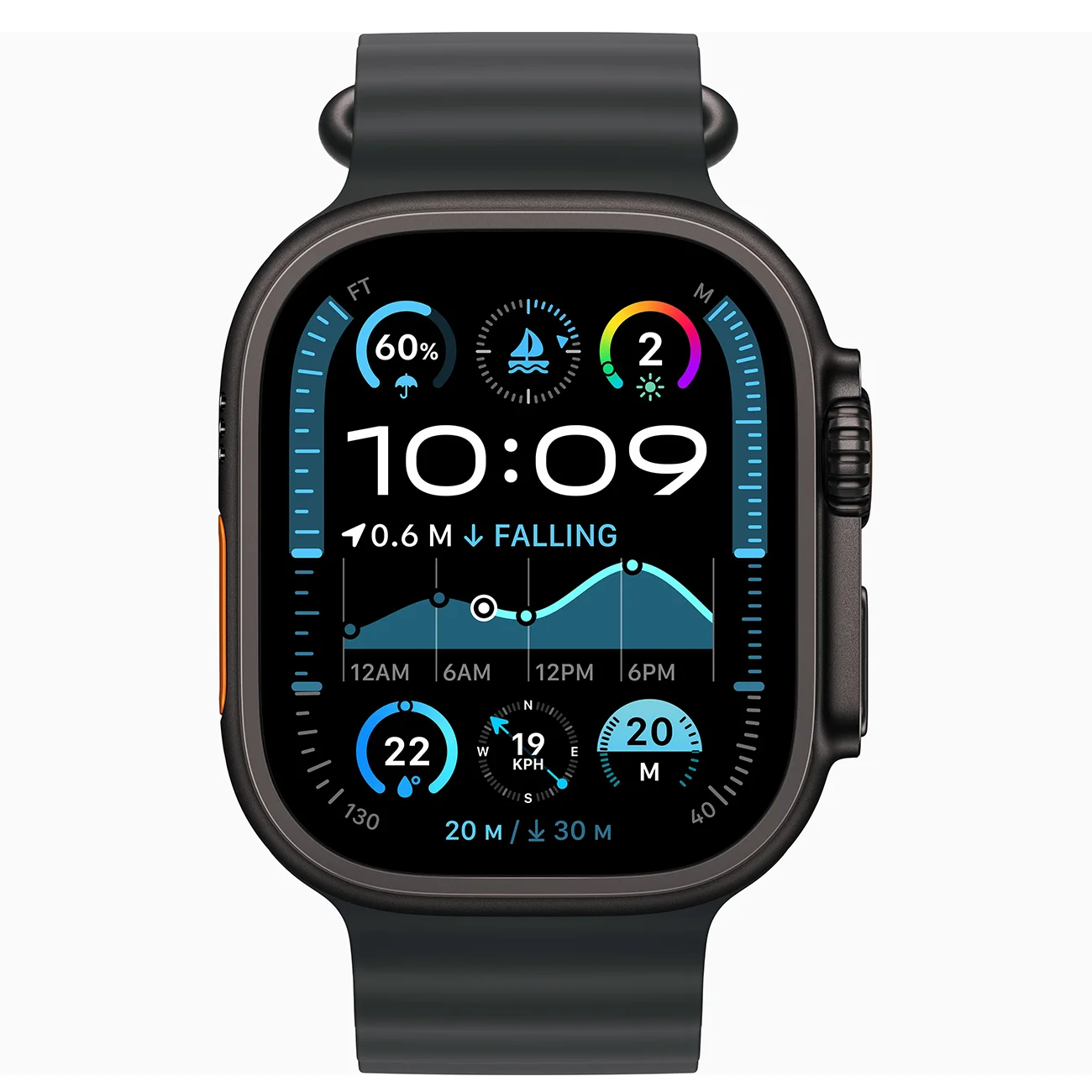 Умные часы Apple Watch Ultra 2 Black Tiatanium, Ocean Band, Black, 49 мм