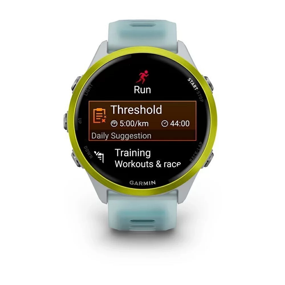 Спортивные часы Garmin Forerunner 570, 47 мм, Amp Yellow Aluminum Translucent Whitestone / Turquoise (Зеленый с бирюзовым)
