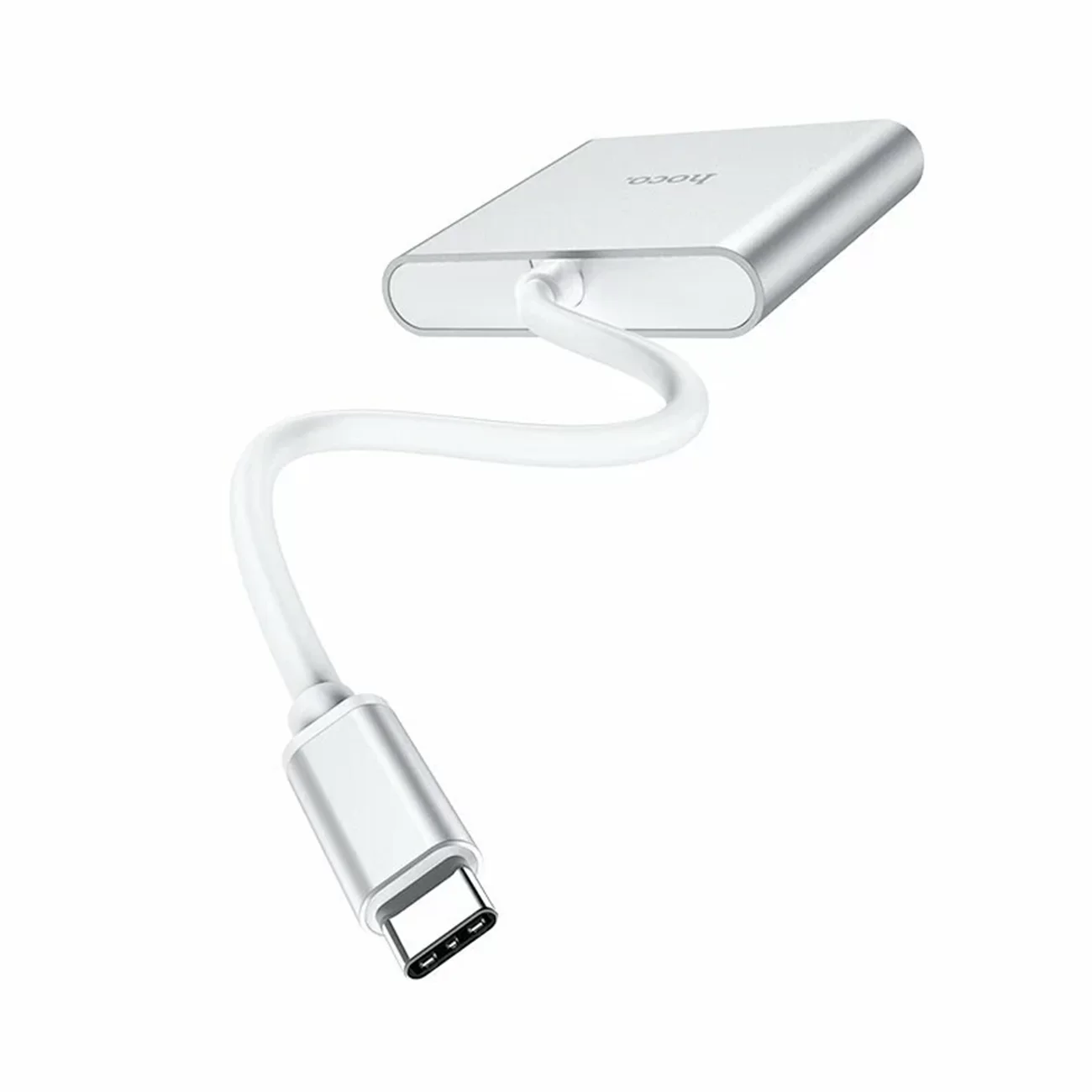 Переходник Hoco HB14 Easy use, USB-C на USB 3.0 + HDMI + PD, 0,15 м, серебристый