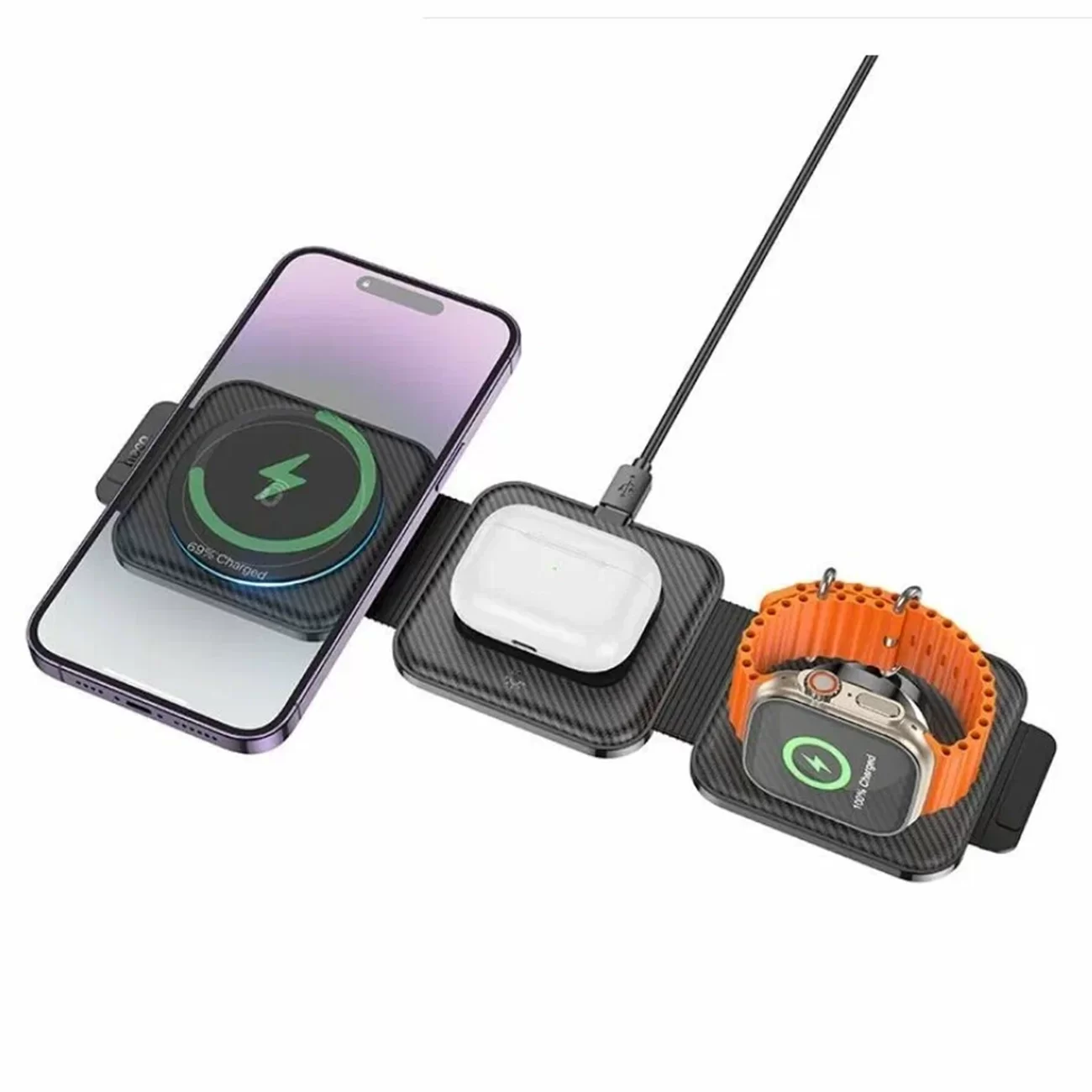 Беспроводное зарядное устройство Hoco CQ4 3-in-1, 15 Вт, MagSafe Беспроводное зарядное устройство Hoco CQ4 3-in-1, 15 Вт, MagSafe