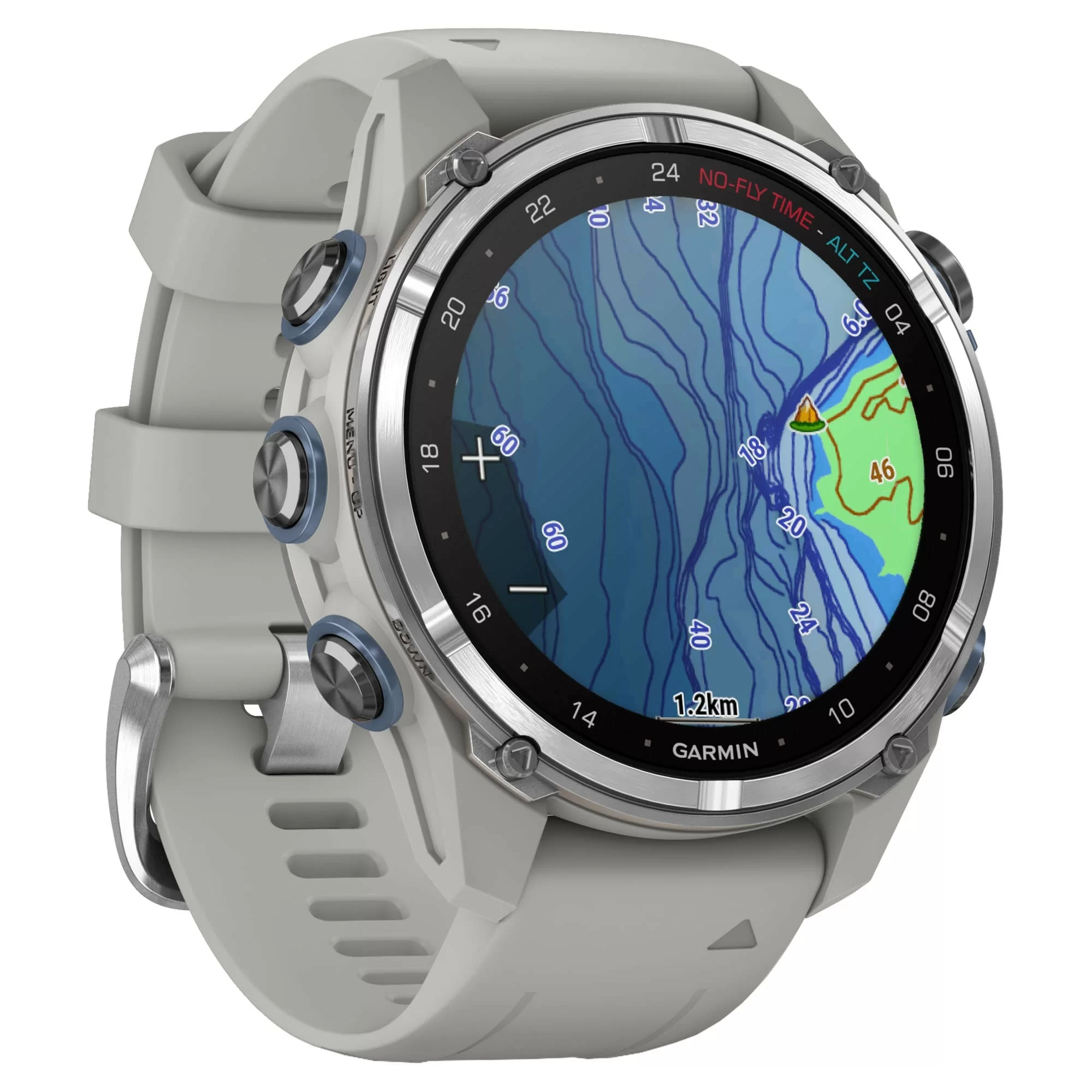 Дайвинг-компьютер Garmin Descent Mk3, 43 мм (Stainless Steel / нержавеющая сталь, Fog Gray Silicone Band / силиконовый ремешок туманно-серый)