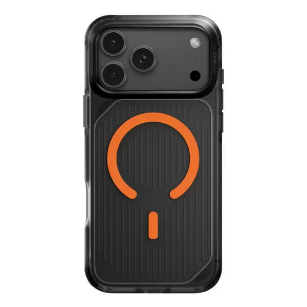 Чехол Uniq Combat Active для Apple iPhone 17 Pro, Frost Smoke/Orange (матовый дымчатый/оранжевый), MagSafe