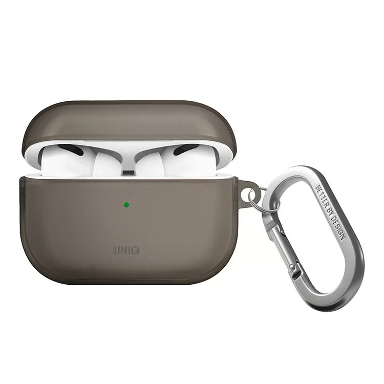 Чехол Uniq Glase TPU с карабином для AirPods Pro 2 Дымчато-серый