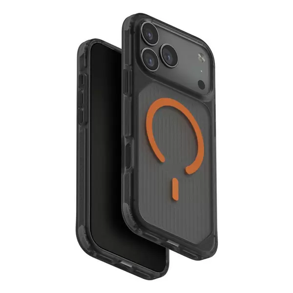Чехол Uniq Combat Active для Apple iPhone 17 Pro, Frost Smoke/Orange (матовый дымчатый/оранжевый), MagSafe