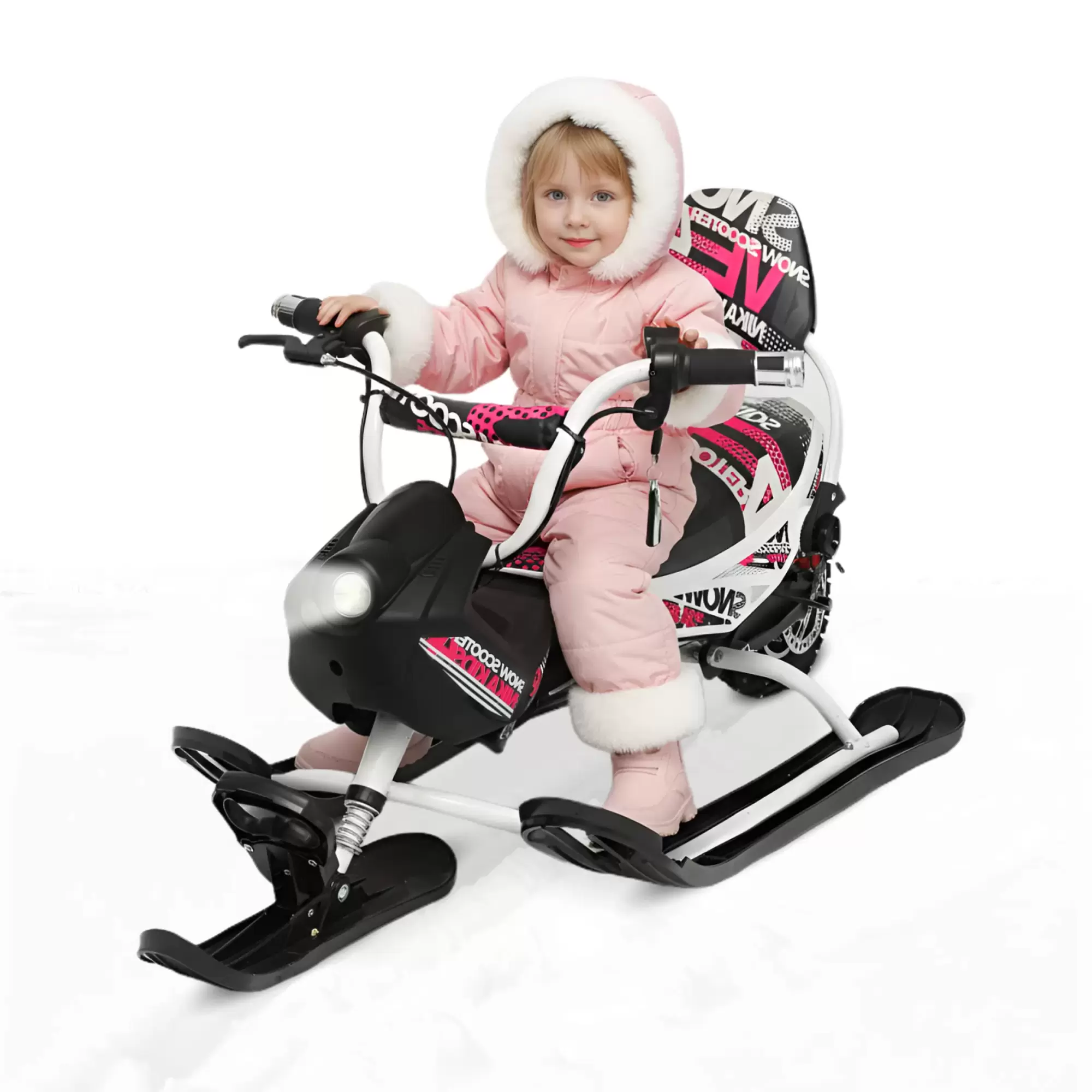 Снегокат электрический iBrat M1, Бело-розовый