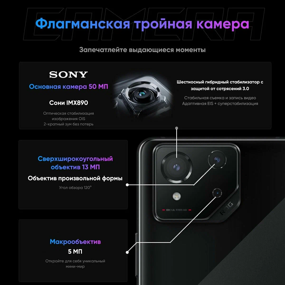 Смартфон ASUS ROG Phone 8, 16/256 ГБ CN, Dual nano SIM, Метежный серый