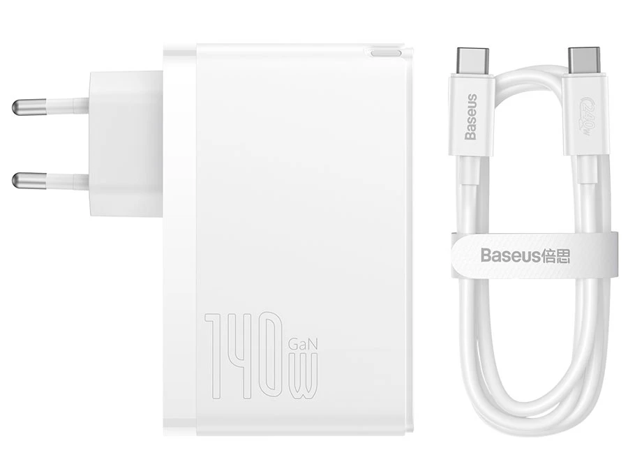 Сетевое зарядное устройство Baseus CCGP100202, 140 Вт, 2×USB-C + USB-A, белое Сетевое зарядное устройство Baseus CCGP100202, 140 Вт, 2×USB-C + USB-A, белое